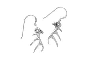 White Tail Antler Earring Sterling Silver